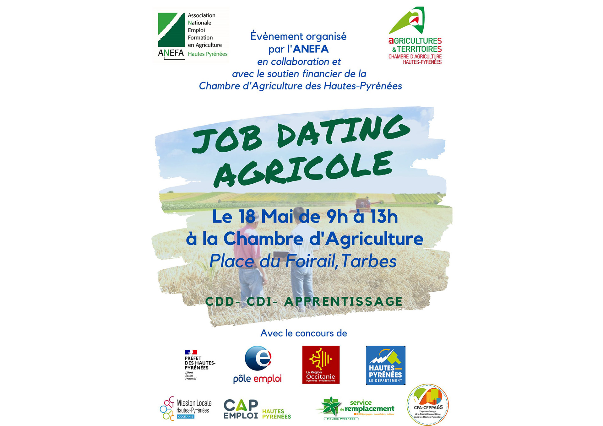 Évènement organisé par l'ANEFA en collaboration et avec le soutien financier de la Chambre d'Agriculture des Hautes-Pyrénées,
