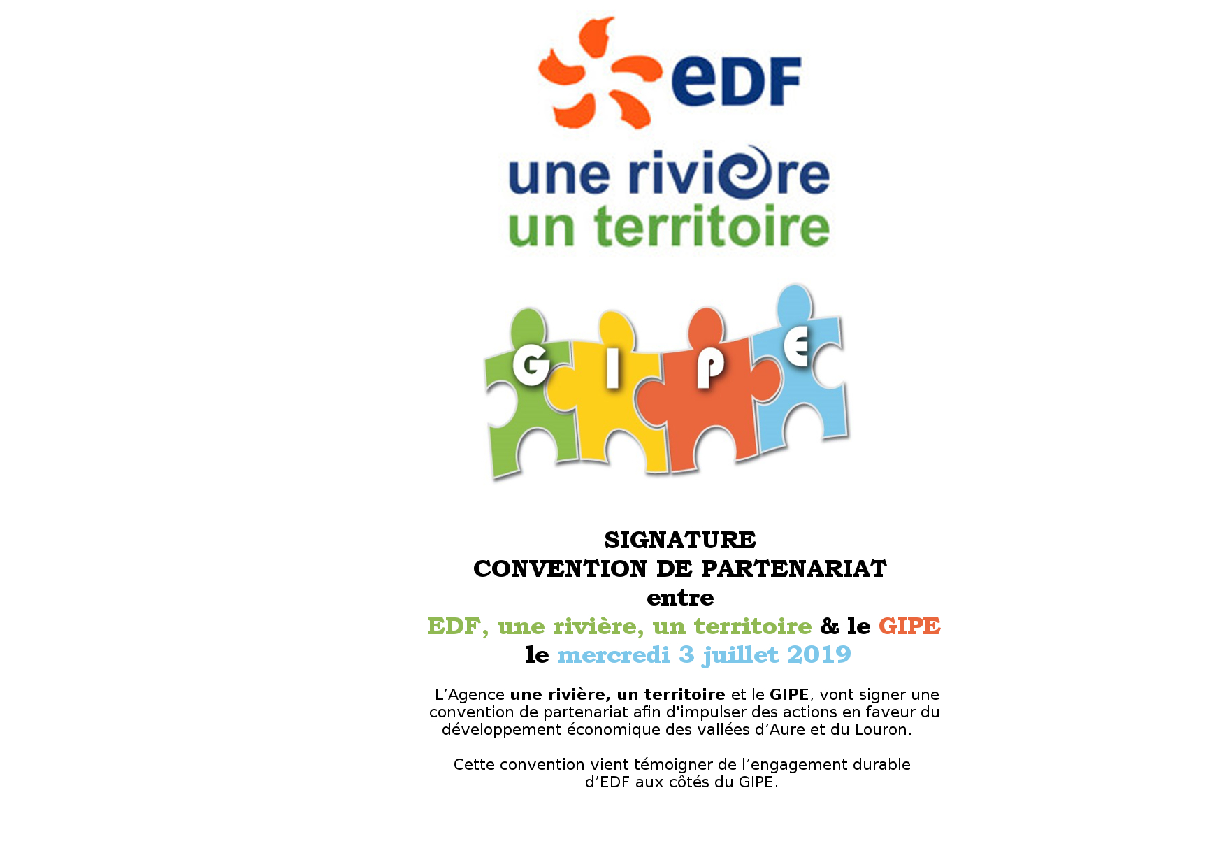 Signature Convention EDF "Une rivière, Un territoire"