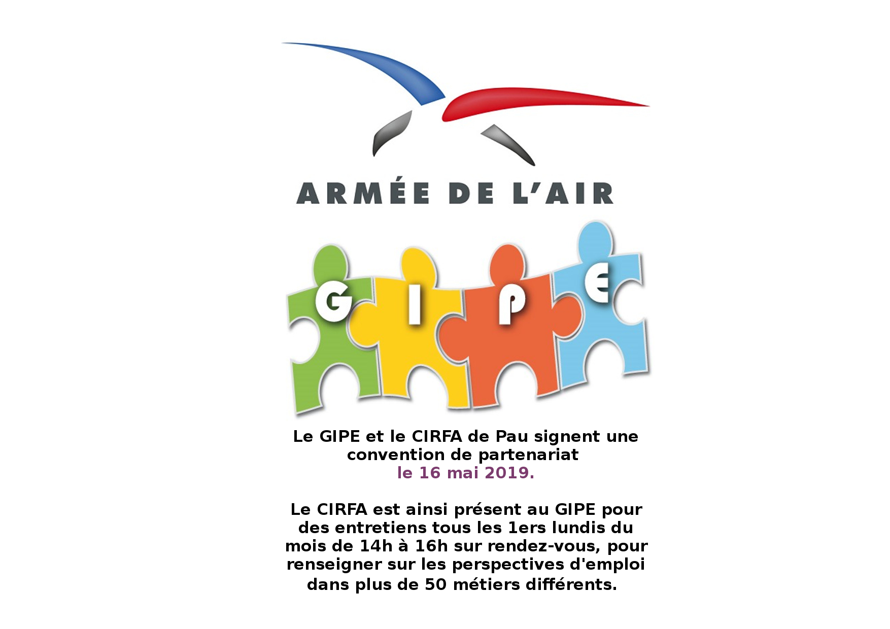 Convention de partenariat entre l'Armée de l'Air et le GIPE