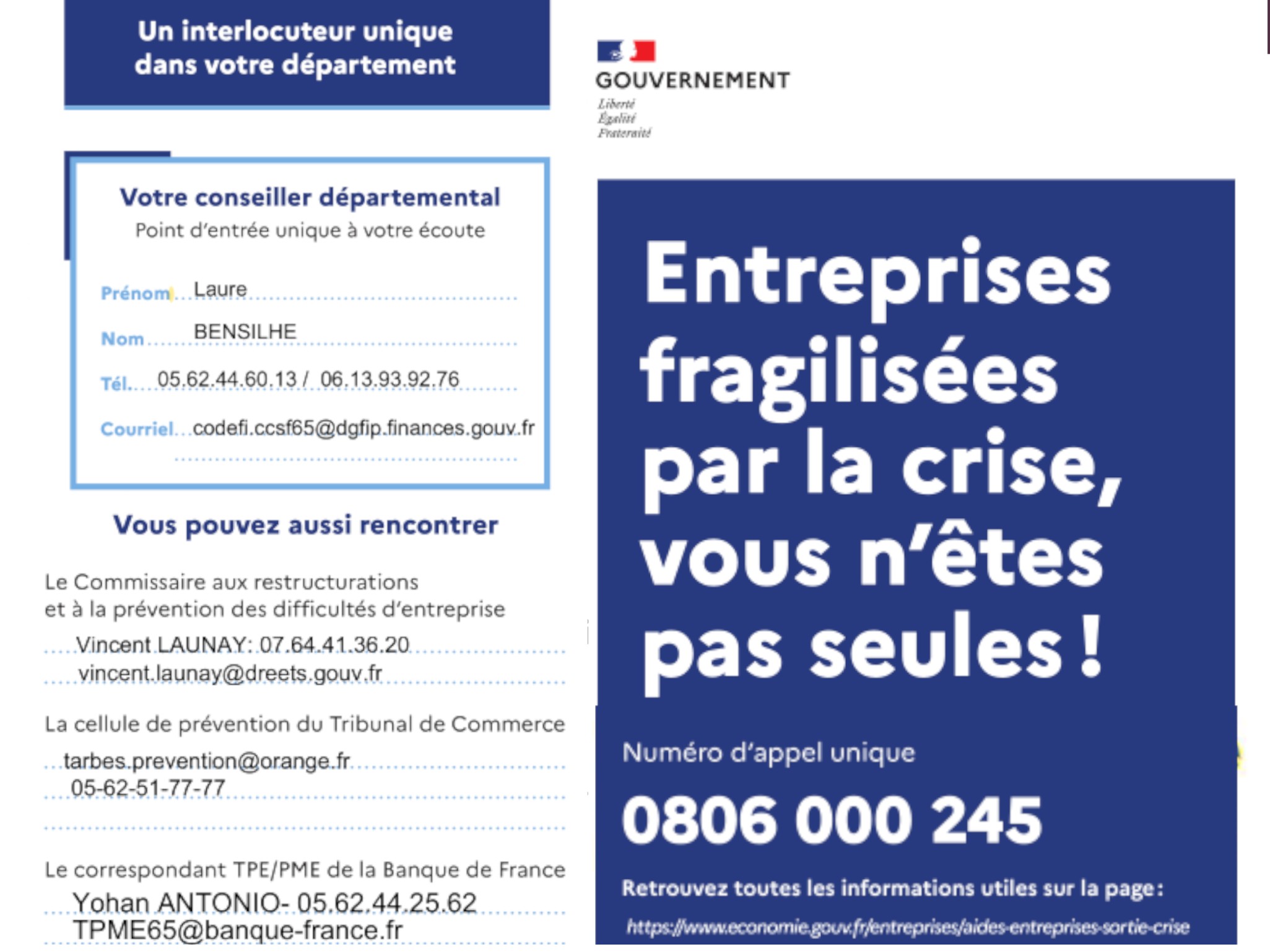 Aide aux entreprises fragilisées par la crise