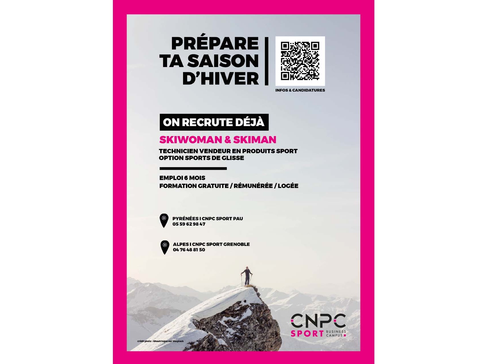 Recherche Skiman / SkiWoman en alternance (H/F)